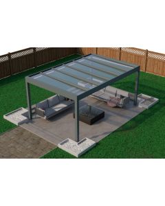 Veranda Pinela Glas plat dak - vrijstaand - 408x300cm